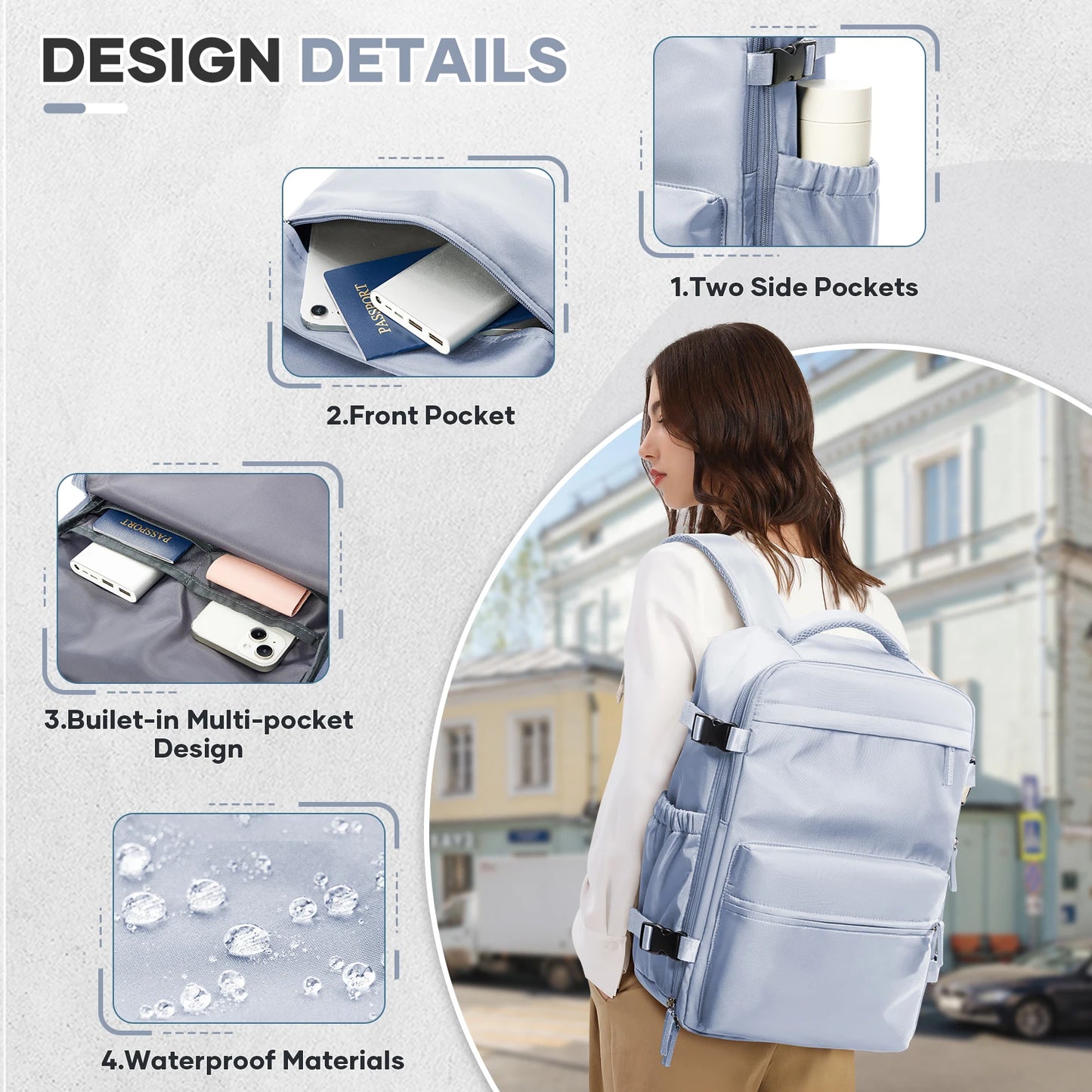 College Backpack for Men & Women – Vacuum Compression 15.6" Laptop Backpack, Expandable Travel & Hiking Backpack