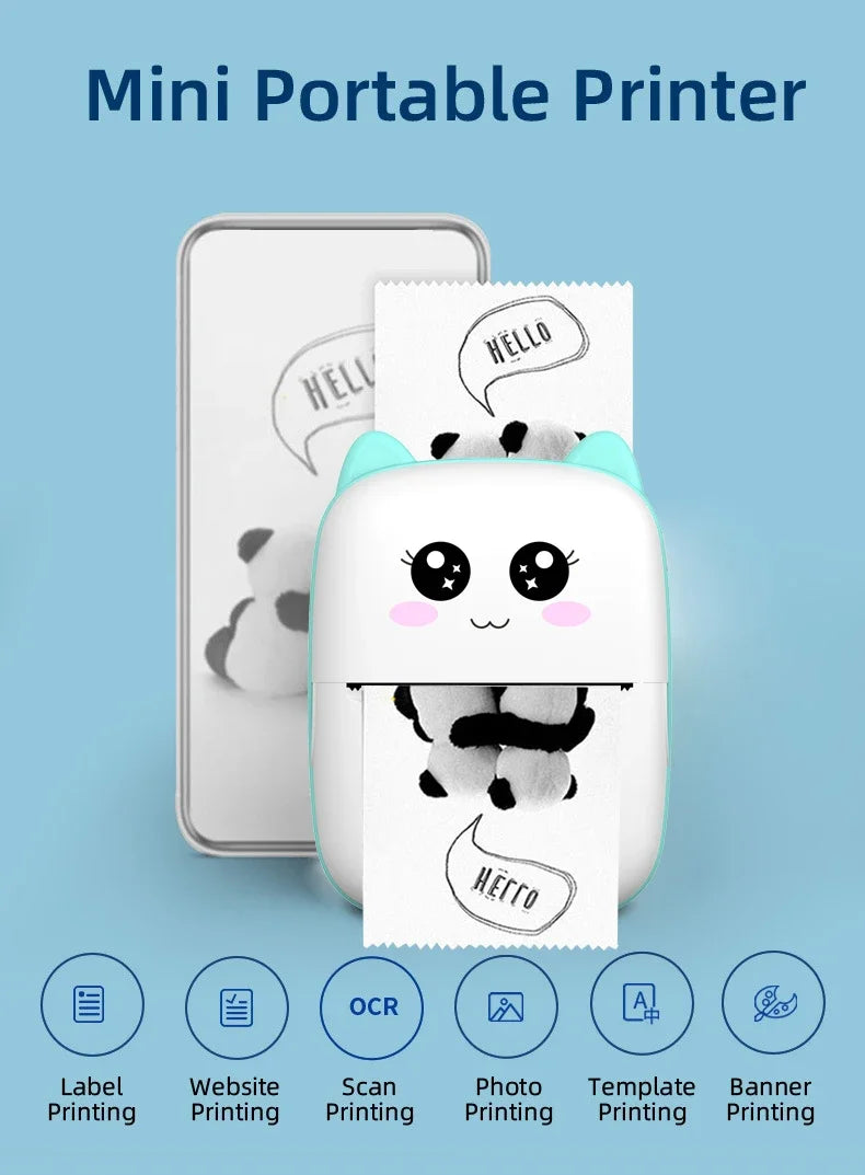 Portable Mini Thermal Printer for Travel – 58mm Bluetooth Photo & Label Printer, Wireless Printing for Android & iOS, Compact & Travel-Friendly