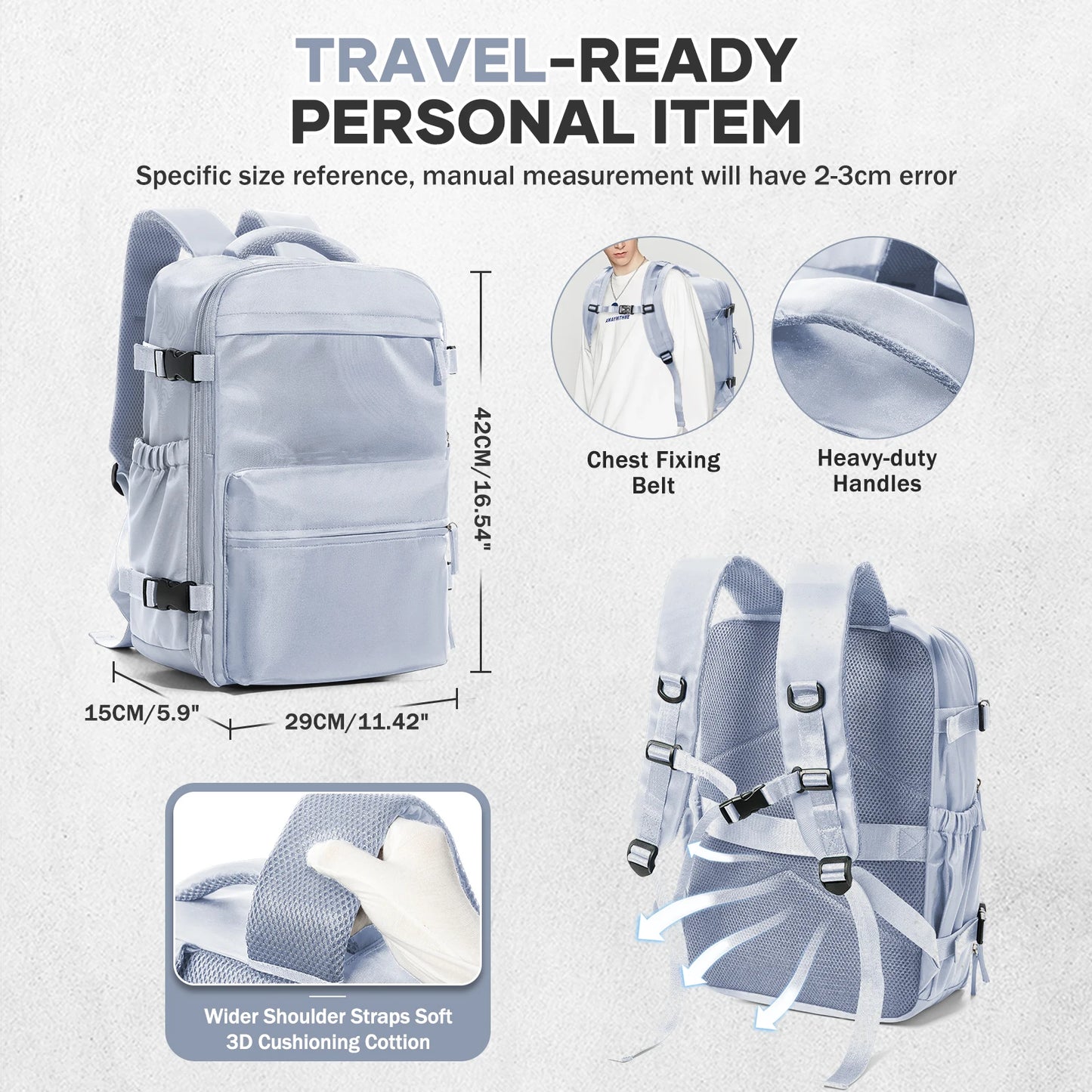 College Backpack for Men & Women – Vacuum Compression 15.6" Laptop Backpack, Expandable Travel & Hiking Backpack