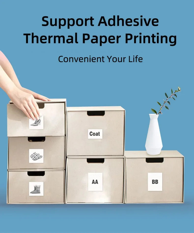 Portable Mini Thermal Printer for Travel – 58mm Bluetooth Photo & Label Printer, Wireless Printing for Android & iOS, Compact & Travel-Friendly