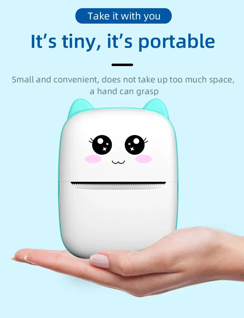 Portable Mini Thermal Printer for Travel – 58mm Bluetooth Photo & Label Printer, Wireless Printing for Android & iOS, Compact & Travel-Friendly