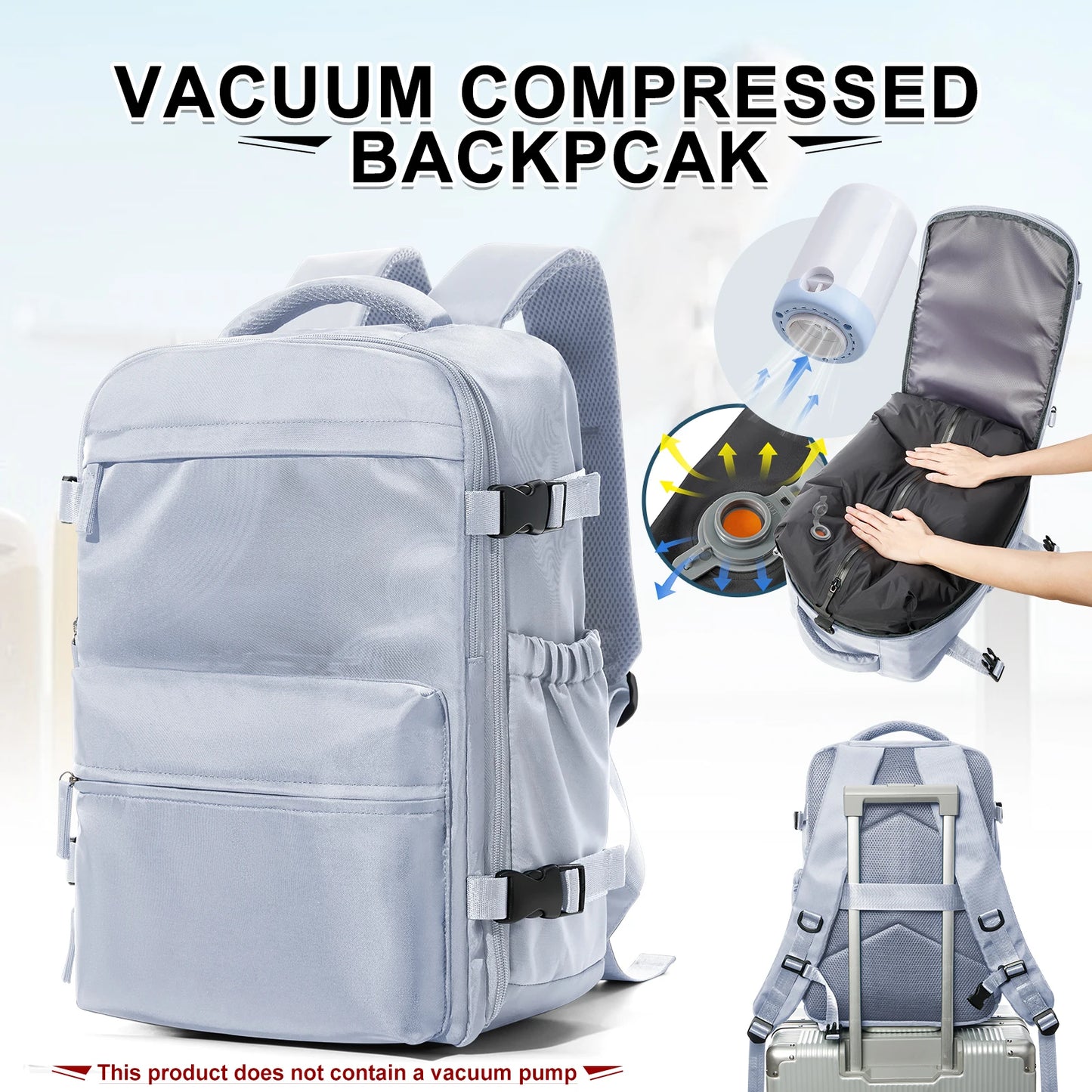 College Backpack for Men & Women – Vacuum Compression 15.6" Laptop Backpack, Expandable Travel & Hiking Backpack